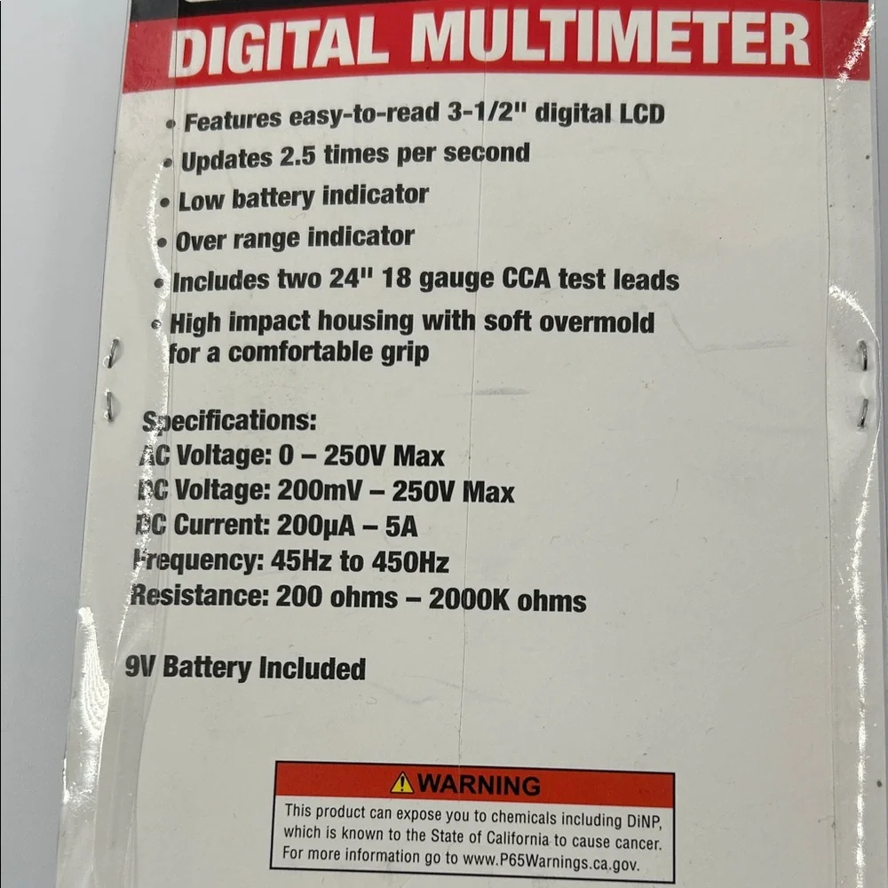 Digital Multimeter in Red with Black Accents